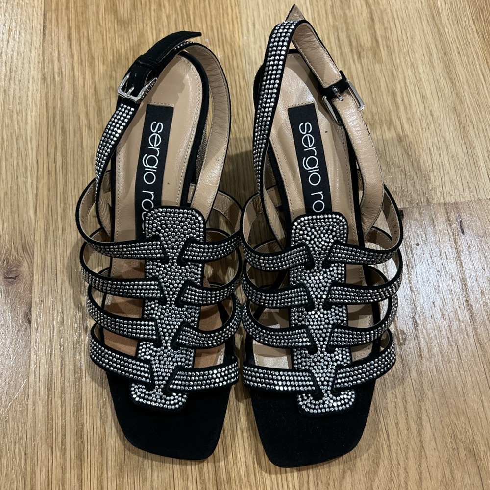 Sergio Rossi studded black suede sandals size 36 BRAND NEW